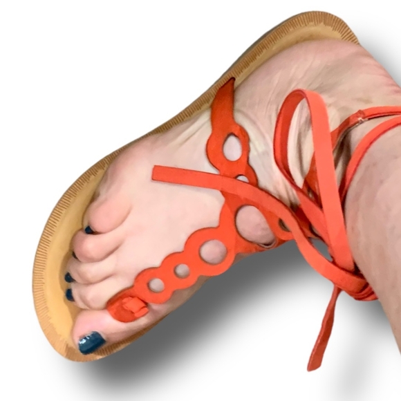 NWOT Dolce Vita Leather lace-up Strappy Orange Jolee Perin Gladiator Sandal - Picture 9 of 11